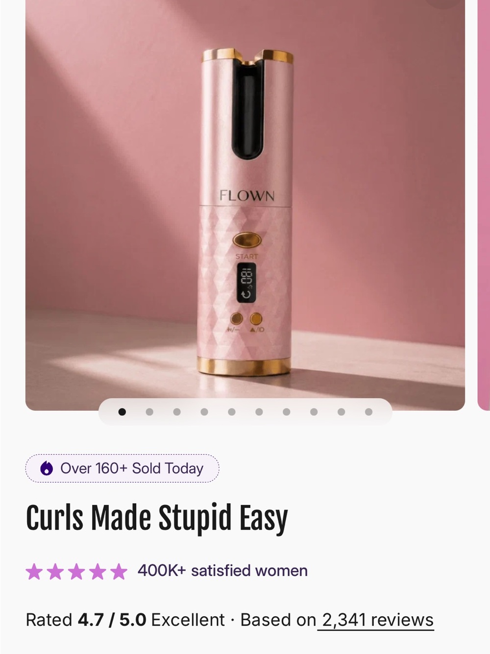 FLOWN GoCurl Pro Cordless Hair Curler — Rose Gold